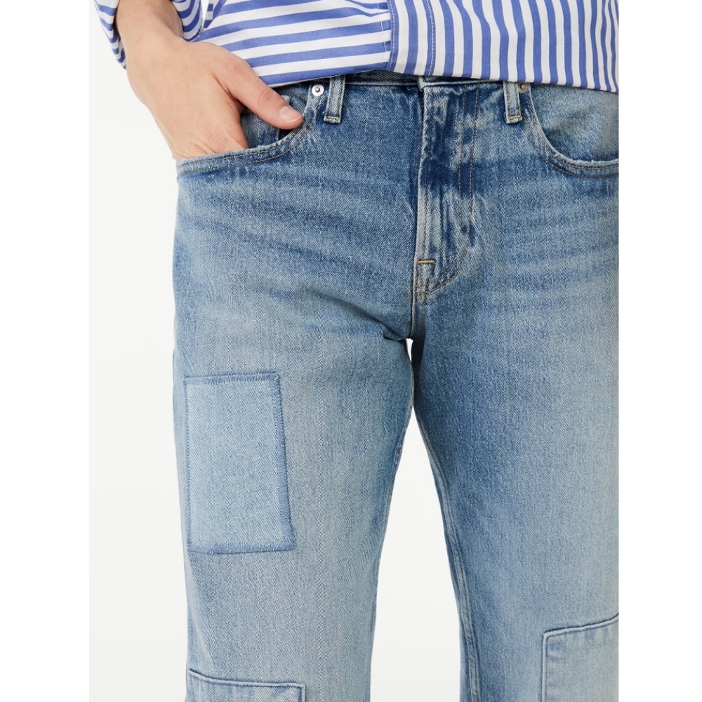 MODERN | Multi Patchwork Medium Wash Straight Jeans - Picture 4 of 5